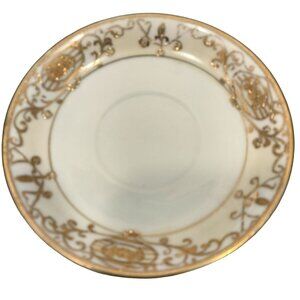 White Raised Gold Filigree Vintage Limoges Saucer